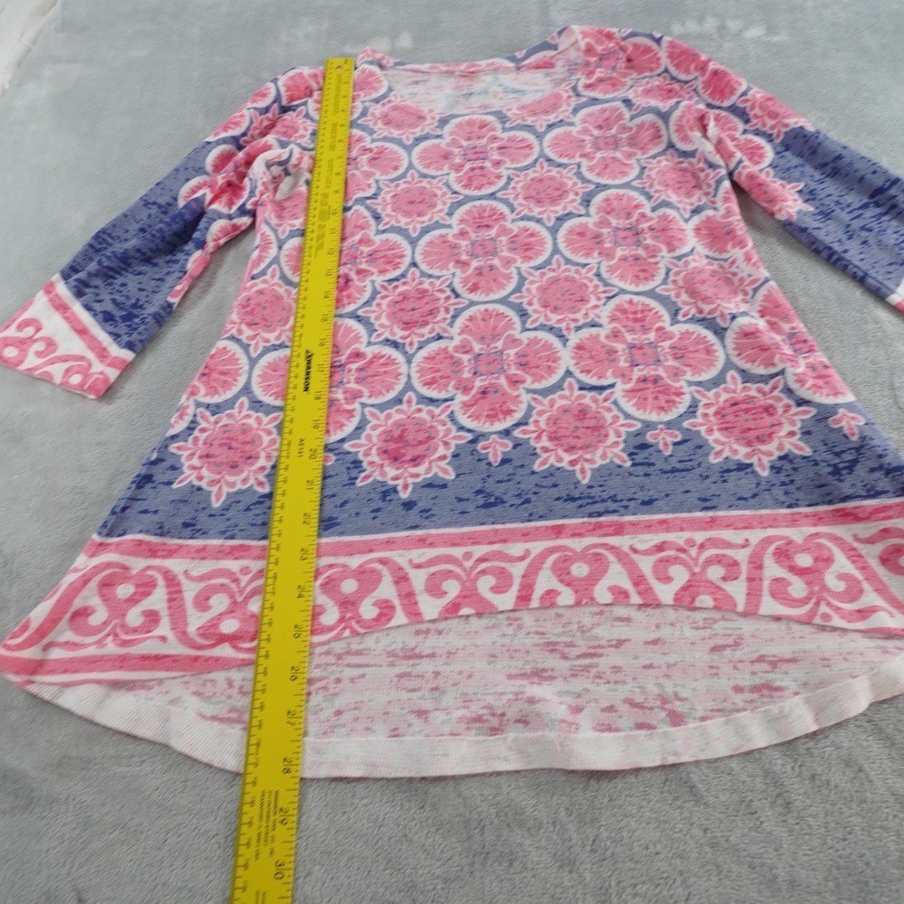 Before + Again Boho Tunic Top Womens M Geometric Waffle Thermal Long Sleeve - Picture 5 of 12